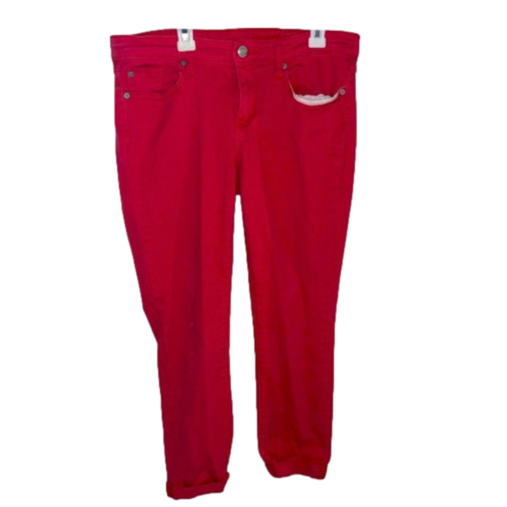 Red cropped and cuffed gap skinny jeans - Picture 1 of 3